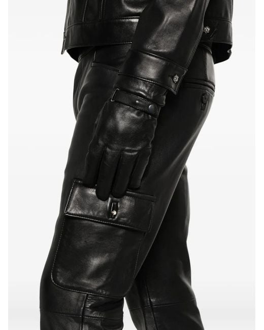 Ernest W. Baker Black Pocket Leather Trousers for men