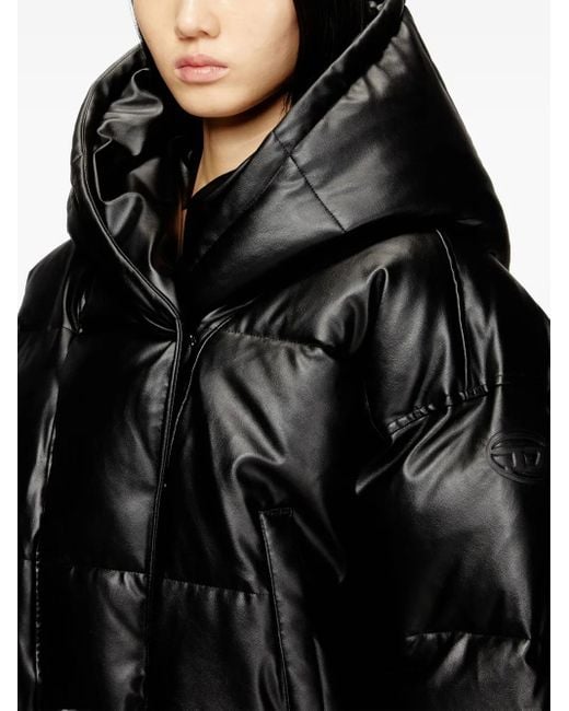 DIESEL Black Hooded Puffer Jacket