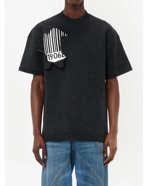 J.W. Anderson Black Barcode-Print Short-Sleeved Sweatshirt