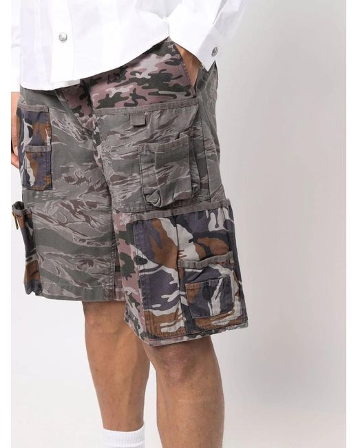 DIESEL Gray Camouflage-Print Bermuda Shorts for men