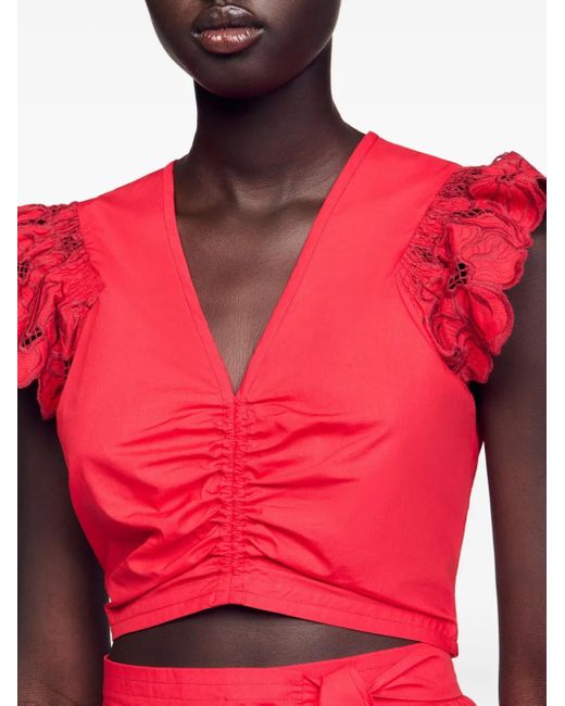 Sandro ラッフルタンクトップ Red