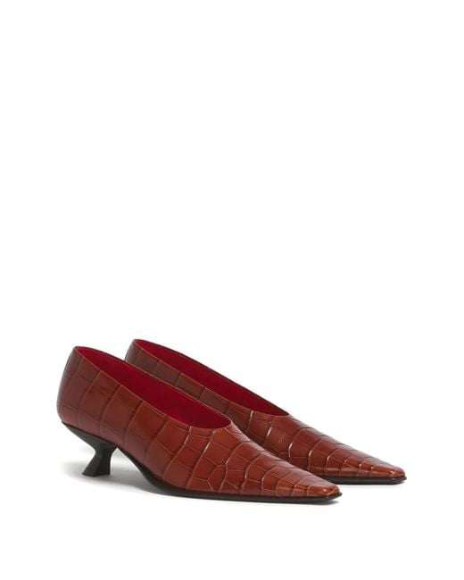 Marni Red Croc-Effect Leather Cindi Pumps