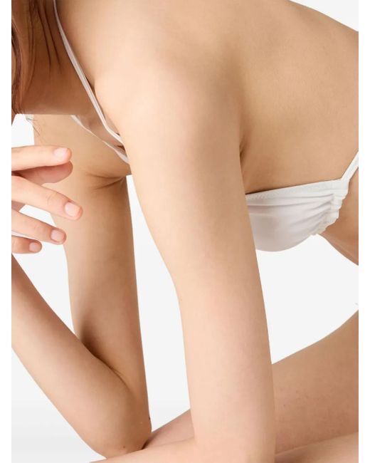 Miu Miu White Triangle-Cup Bikini Top
