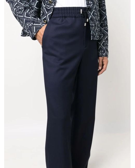 Balmain Blue Wide-Leg Twill Trousers for men