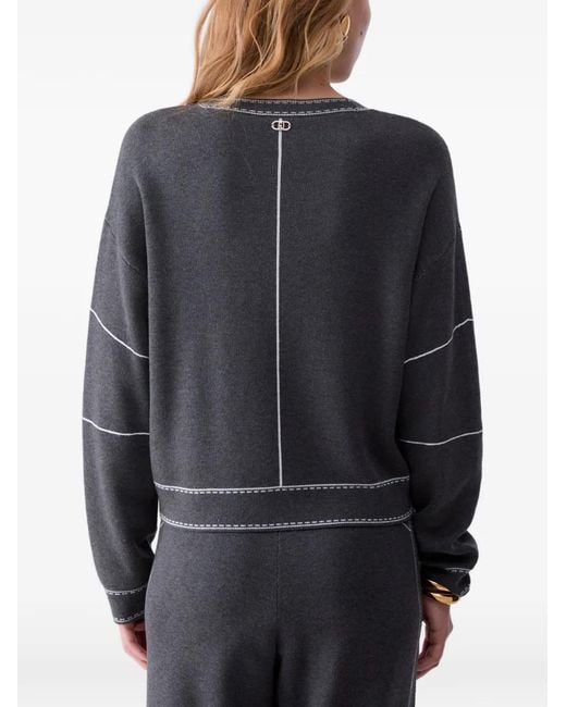 Liu Jo Gray Sweater With Stitching