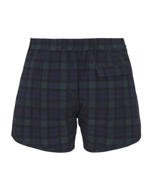 Martine Rose Blue Plaid-Print Shorts