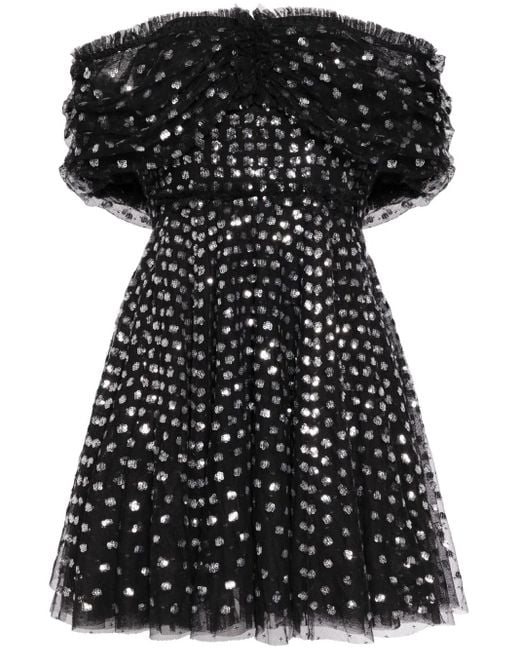 Needle & Thread Black Schulterfreies Grace Gloss Minikleid