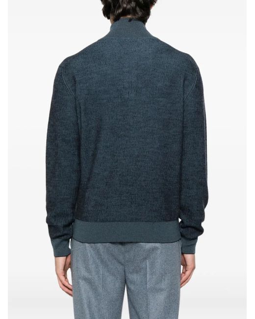 Jersey con cremallera en el cuello Brioni de hombre de color Blue