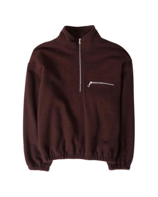 Rier Brown Zip-Neck Polo Top for men