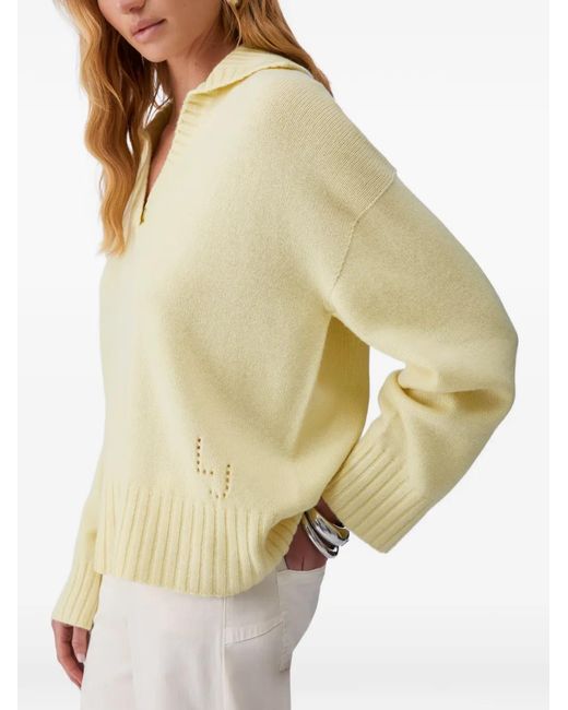 Liu Jo Yellow V-Neck Logo Sweater