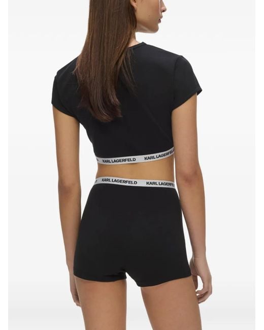 Karl Lagerfeld Black Essential Logo-Detail Cotton Boxer Shorts