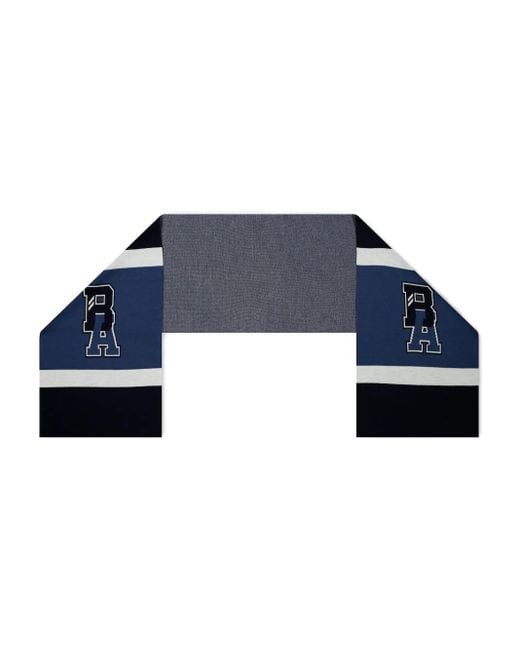 Boss Blue Varsity-Stripe Wool Scarf
