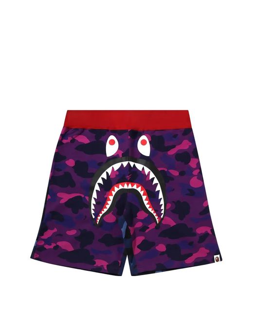A Bathing Ape Red Crazy Camo Shark Shorts for men