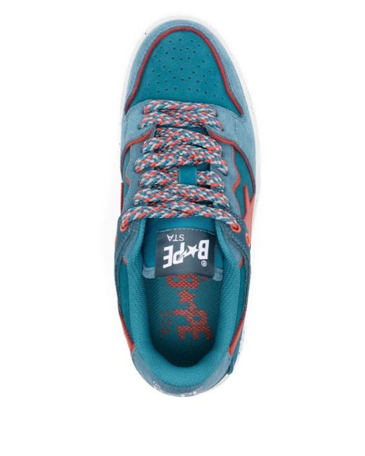 A Bathing Ape Blue Star-Patch Lace-Up Trainer