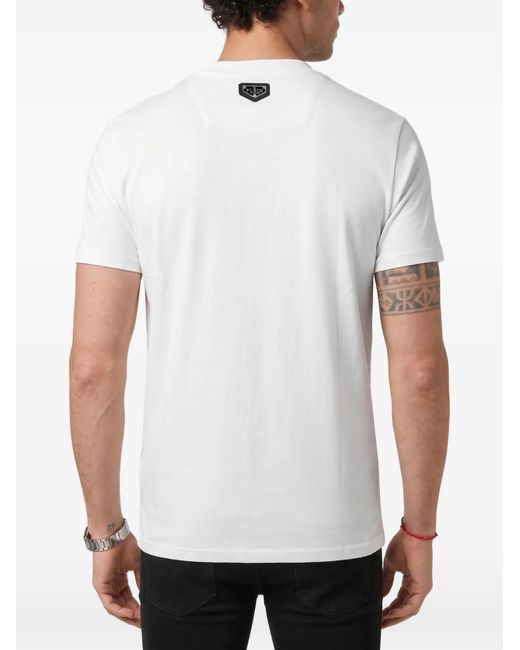 Philipp Plein White Jersey T-Shirt Crown Dollar for men