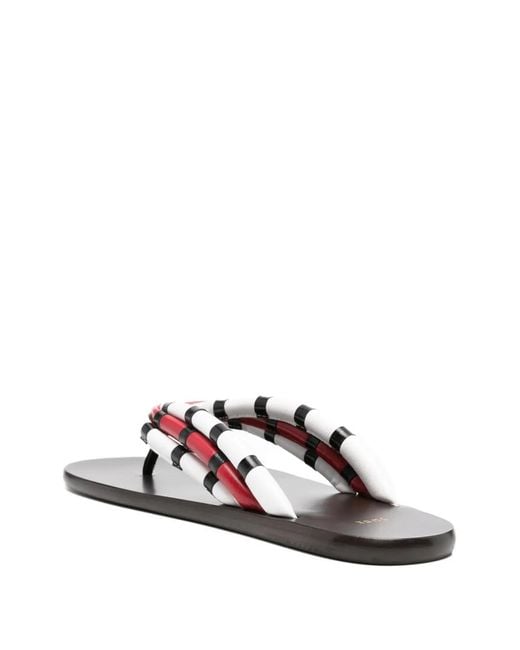 Jude White Striped-Strap Sandals