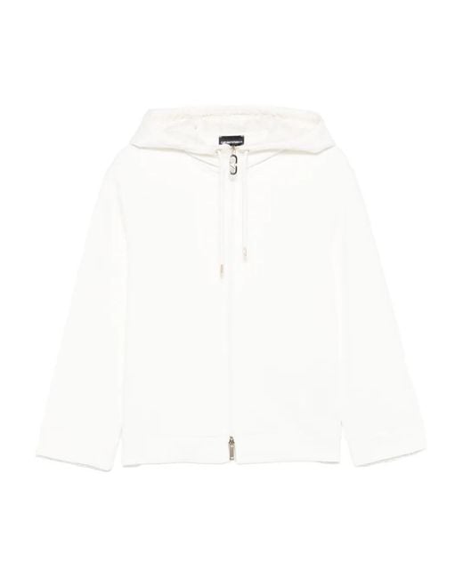 Emporio Armani White Zip-Fastening Hoodie