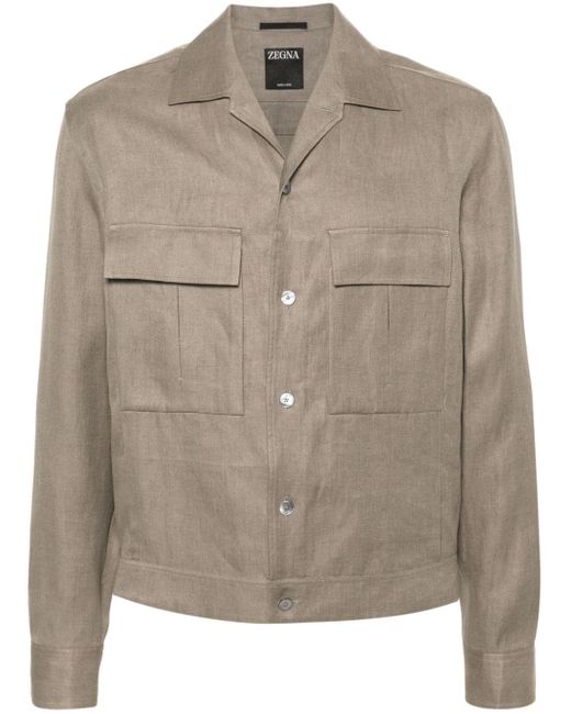 Zegna Natural Oasi Long-sleeve Linen Overshirt for men