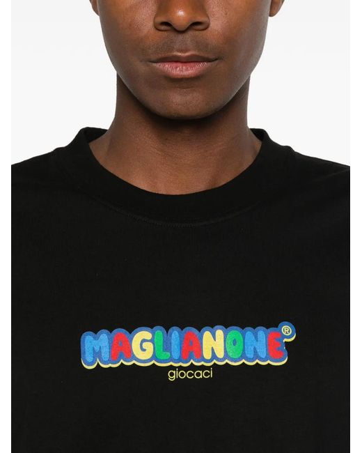 Magliano Black Logo-Print T-Shirt for men