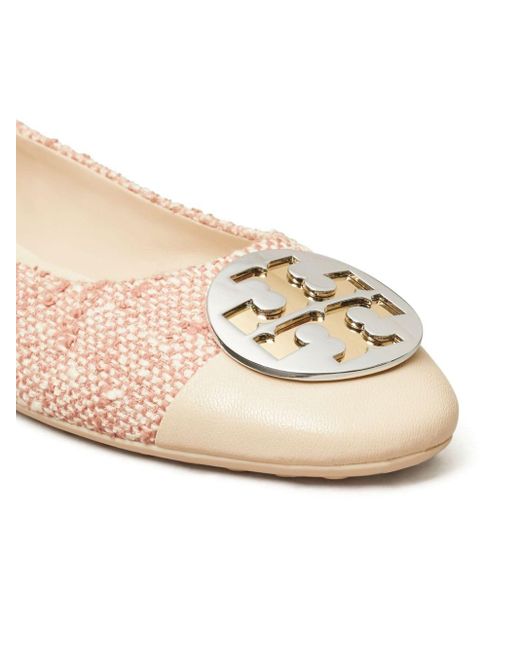 Tory Burch Pink Claire Double T Ballerina Shoes
