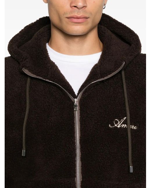 Amiri Black Bones Fleece Zip Hoodie Jacket for men