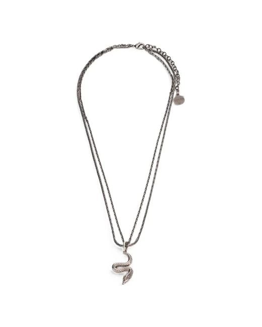 Roberto Cavalli Metallic Snake-Pendant Necklace for men