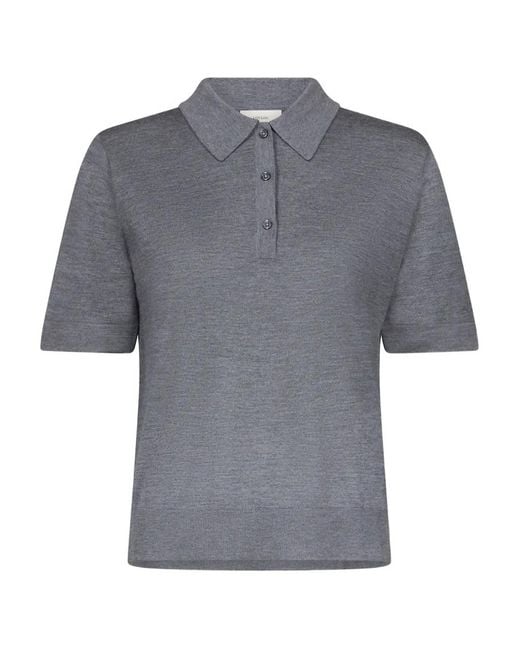 Loulou de Saison Gray Migo Ribbed Polo Shirt