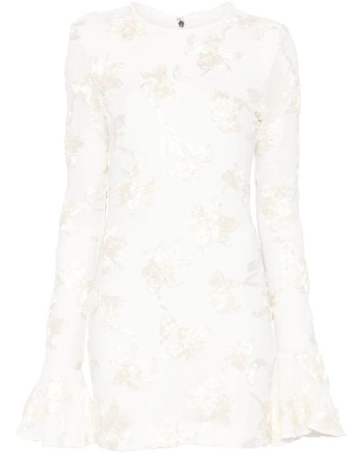 Robe Courte À Fleurs En Résille ROTATE BIRGER CHRISTENSEN en coloris White