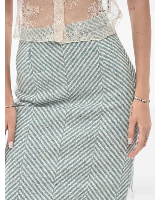 Off-White c/o Virgil Abloh Green Herringbone-Pattern Pencil Midi Skirt
