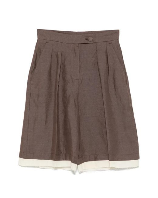 ViCOLO Brown Pleated Shorts