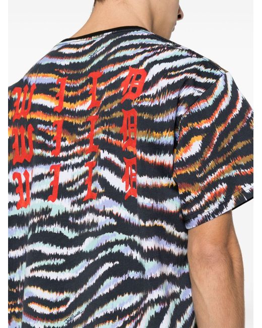 Camiseta con animal print y logo Just Cavalli de hombre de color Black