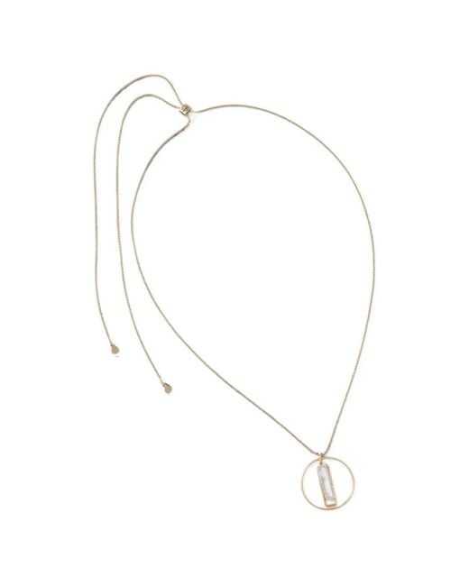 DKNY White Crystal-Embellished Geometric Pendant Necklace