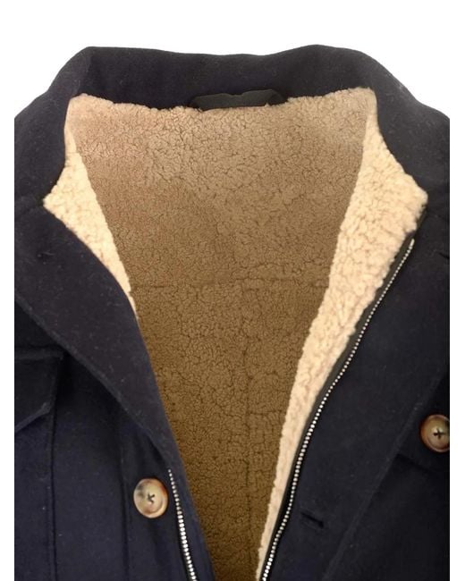 Al Duca D'aosta Blue Four-Pocket High-Neck Jacket for men