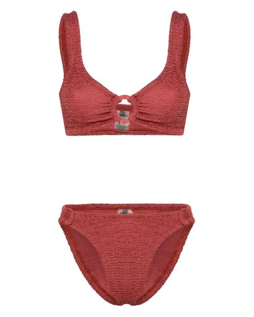 Hunza G Red Hallie Seersucker-Bikini