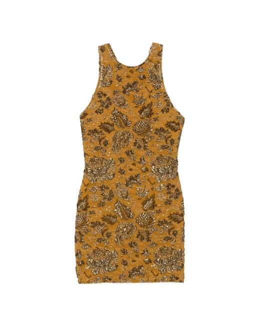 Saint Laurent Metallic Floral-Jacquard Mini Dress