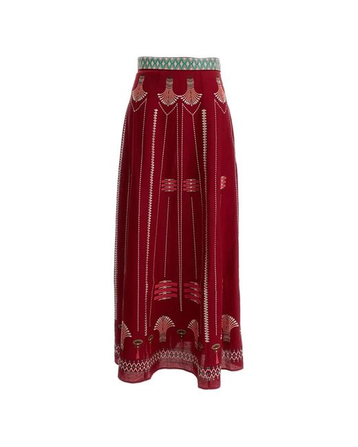 Emporio Sirenuse Camille Embroidered High-Waisted Maxi Skirt