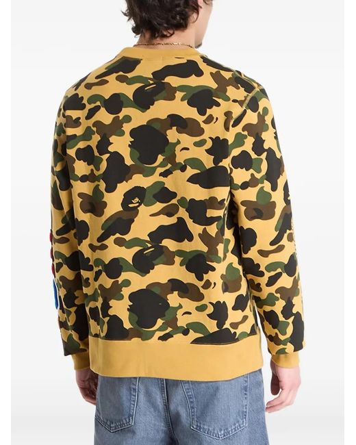 A Bathing Ape Yellow Camo Shark Sweatshirt
