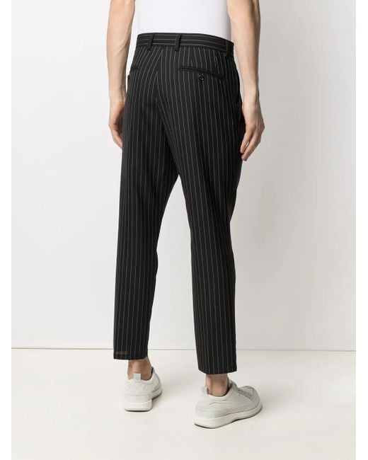 Dolce & Gabbana Black Cropped Pinstripe Trousers for men