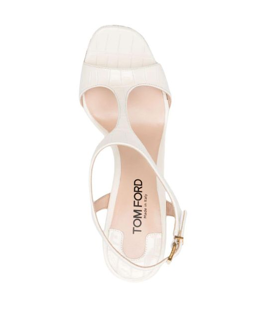 Tom Ford White Angelina 95Mm Leather Sandals