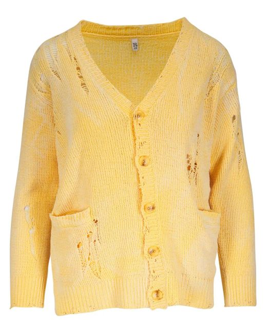 R13 ダメージ カーディガン Yellow