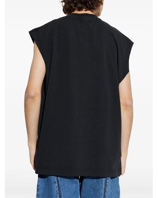 Vetements Black Graphic Sleeveless T-Shirt for men