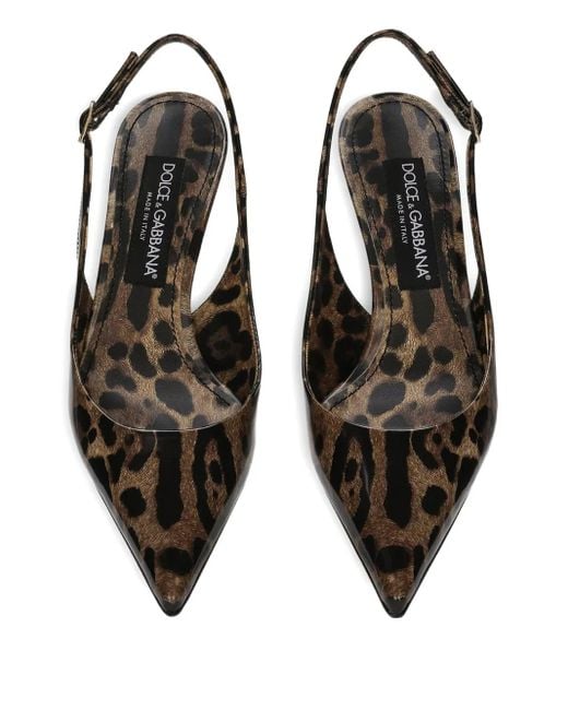 Dolce & Gabbana レオパード スリングバック パンプス Brown