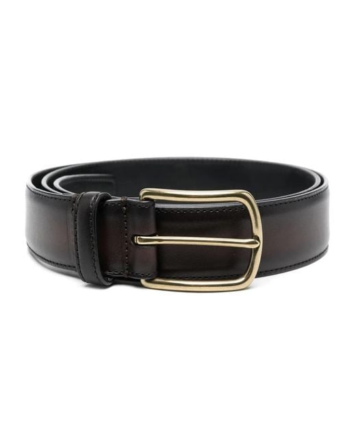 Officine Creative Black Strip 04 Leather Belt for men