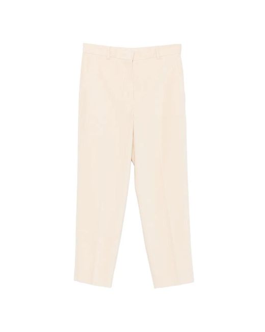 Circolo 1901 White Corduroy-Effect Tailored Trousers