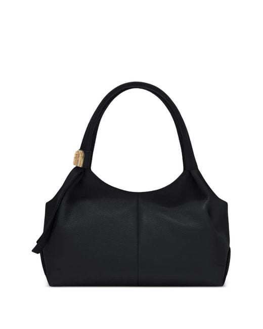 Furla Black Medium Planeta Logo-Plaque Shoulder Bag
