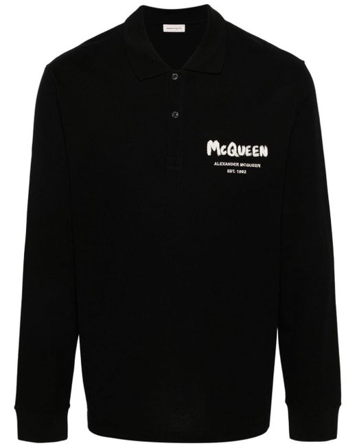 Alexander McQueen Poloshirt Met Geborduurd Logo in het Black voor heren