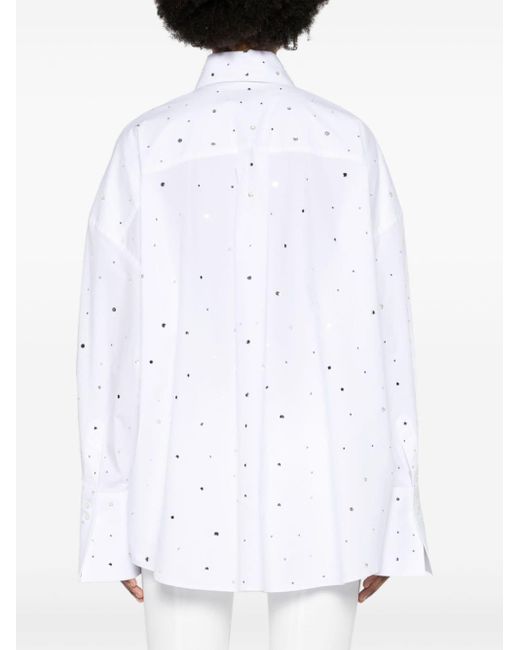GIUSEPPE DI MORABITO White Rhinestone-embellished Poplin Shirt
