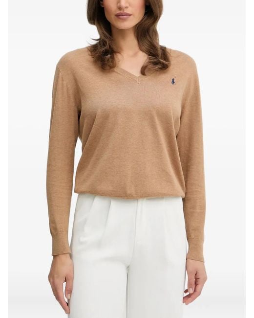 Polo Ralph Lauren White Polo Pony V-Neck Top