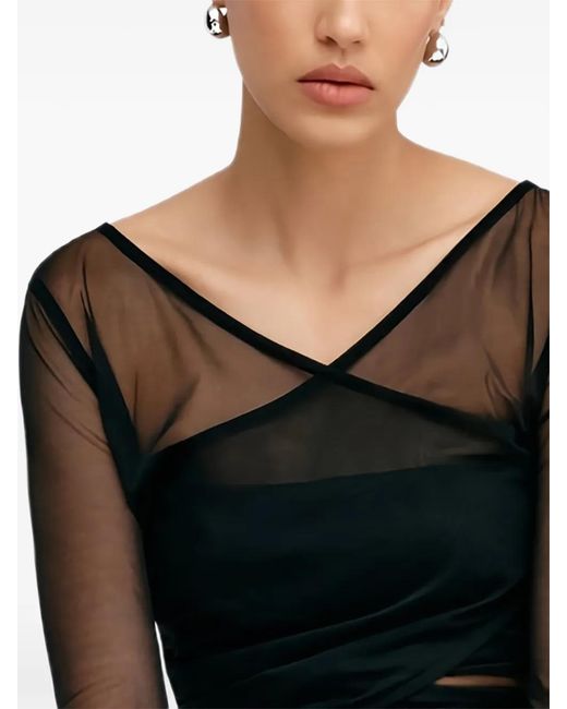MARCELLA Black Britney Mesh-Piping Top