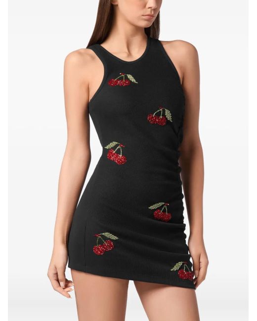 Philipp Plein Black Cherry-Motif Mini Dress